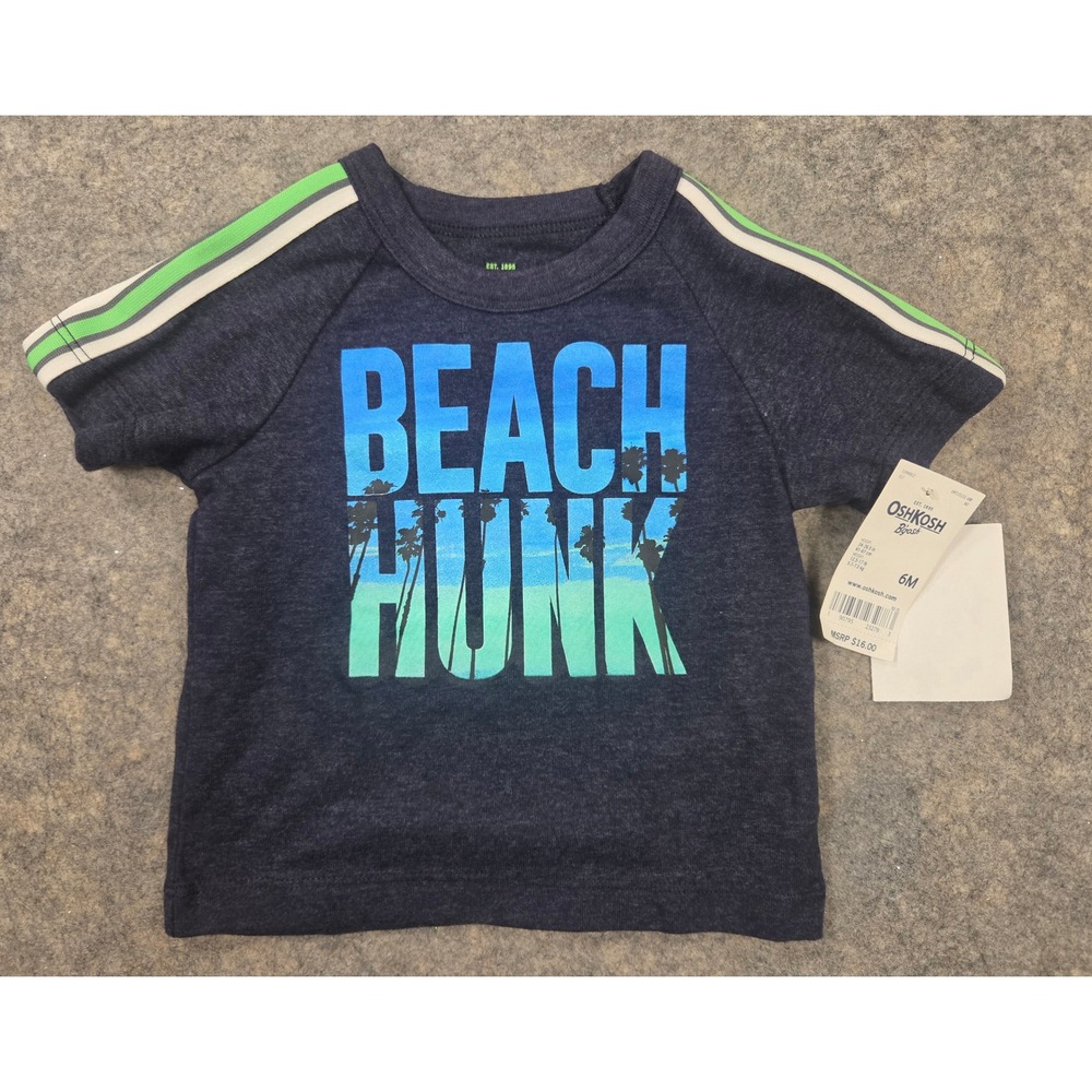 OshKosh Bgosh Baby Boys Navy Blue Beach Hunk Graphic T-Shirt 6M NWT